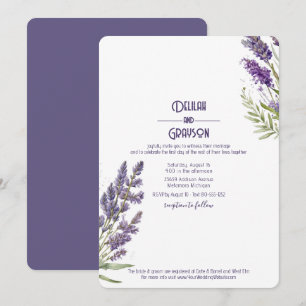 Invitation Fleurs de lavande Mariage violet rustique