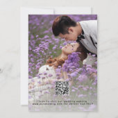 Invitation Fleurs de lavande photo QR RSVP mariage de luxe (Dos)