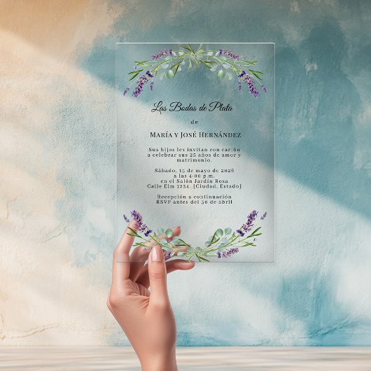 Invitation Fleurs de Lavande pour Noces d'Argent