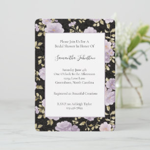 Invitation Fleurs de Lavande Rouge Noir Mariage
