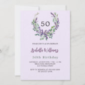 Invitation Fleurs de lavande verdure lilas luxe anniversaire (Devant)