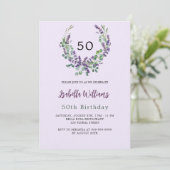 Invitation Fleurs de lavande verdure lilas luxe anniversaire (Debout devant)