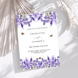 Invitation Fleurs de lavande violette 25e anniversaire de mar
