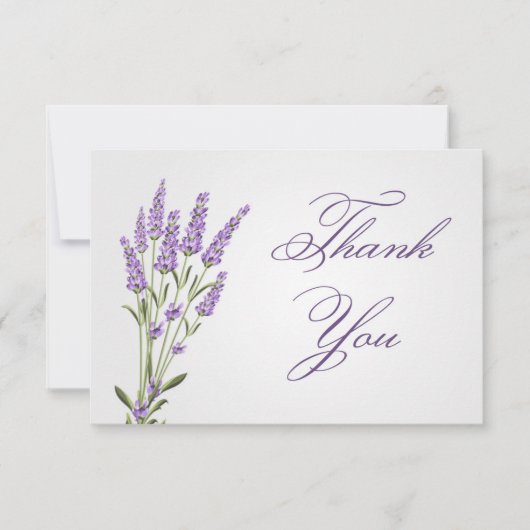 Invitation Fleurs de lavande violette Mariage Merci (Devant)
