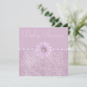 Invitation Fleurs de lessive et perles de Baby shower Lilac V (Debout devant)