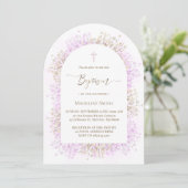Invitation fleurs de lilas blanc aquarelle Baptême (Debout devant)