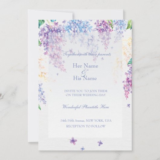 Invitation Fleurs de lilas de printemps - Mariage floral (Devant)