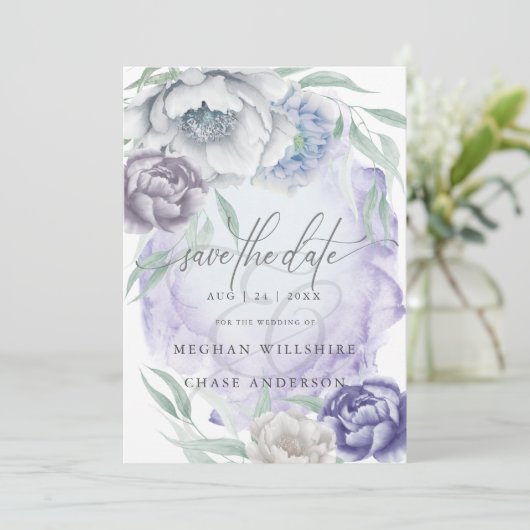 Invitation Fleurs de lilas et de violette élégantes rustiques (Debout devant)