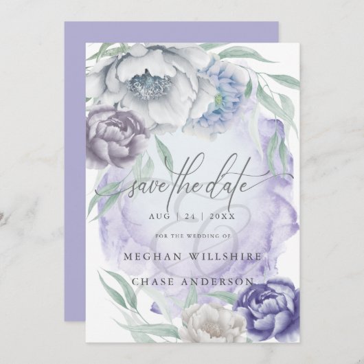 Invitation Fleurs de lilas et de violette élégantes rustiques (Devant / Derrière)