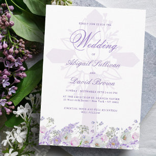 Invitation Fleurs de lilas Mariage religieux