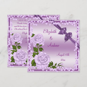 Invitation Fleurs de lilas, Rubans et Diamants Mariage