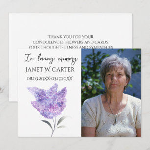 Invitation Fleurs de lilas violet en souvenir
