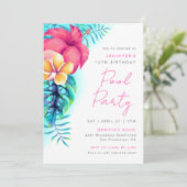 Invitation Fleurs de l'île tropicale Piscine fête Anniversair (Debout devant)