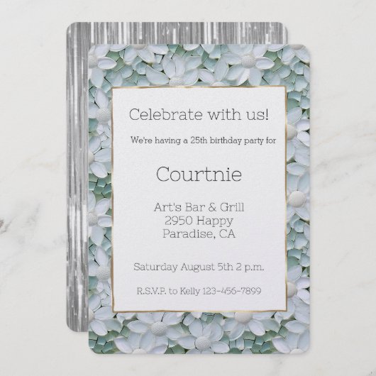 Invitation Fleurs de Lotus Blanches Anniversaire (Devant / Derrière)