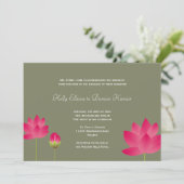 Invitation Fleurs de lotus rose rouge moderne thé vert mariag (Debout devant)