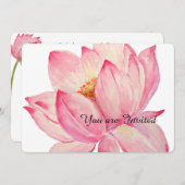 Invitation Fleurs de Lotus roses (Devant / Derrière)