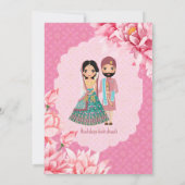 Invitation Fleurs de lotus roses avec un joli couple de marié (Dos)