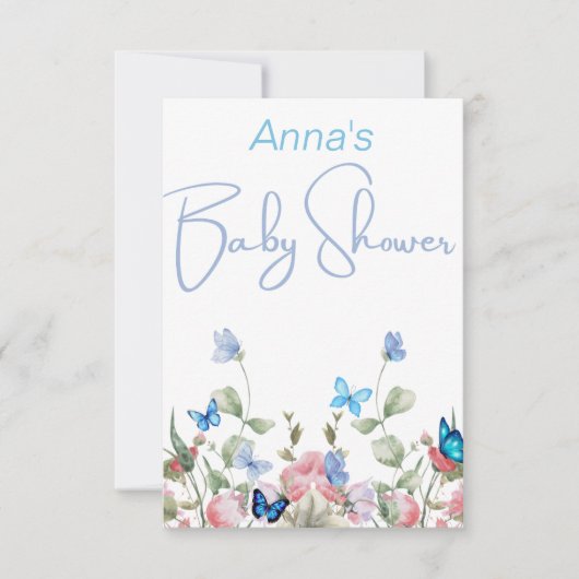 Invitation Fleurs de loup et papillons bleus (Devant)