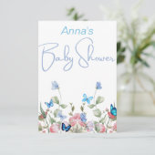 Invitation Fleurs de loup et papillons bleus (Debout devant)