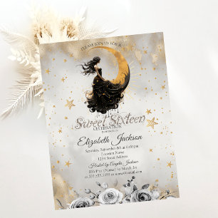 Invitation Fleurs de lune céleste Stars Sweet 16