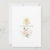 Invitation Fleurs de luxe en or Blush Première Communion sain (Dos)