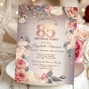 Invitation Fleurs de Luxe, Papillon, Lumières 85e Anniversair