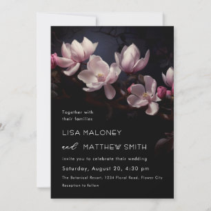 Invitation Fleurs de Magnolia Romantiques Sombres et Maussade