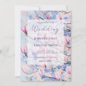 Invitation fleurs de magnolia rose aquarelle (Devant)