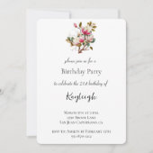 Invitation Fleurs de magnolia rose pour l'anniversaire (Devant)