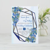 Invitation Fleurs de maïs géométriques Gold-Navy (Debout devant)