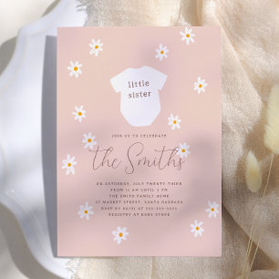 Invitation Fleurs de marguerite Boho rose petit Baby shower s