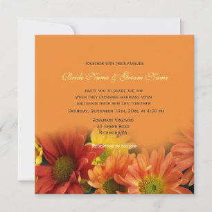 Invitation Fleurs de marguerite colorées rouge, jaune, orange