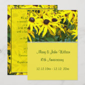 Invitation fleurs de marguerite jaune vif mariage anniversair (Devant / Derrière)