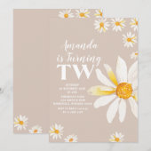 Invitation Fleurs de marguerite rétro Deuxième fête d'anniver (Devant / Derrière)