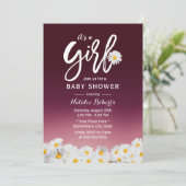 Invitation Fleurs de marguerite rustique Baby shower de fille (Debout devant)