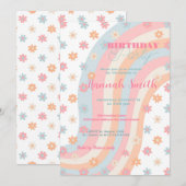 Invitation Fleurs de marguerite super Retro Boho Floral (Devant / Derrière)