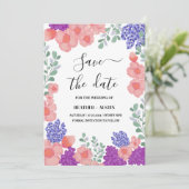 Invitation Fleurs de mariage à date de sauvegarde Aquarelle (Debout devant)