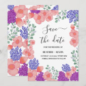 Invitation Fleurs de mariage à date de sauvegarde Aquarelle (Devant / Derrière)