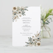 Invitation Fleurs de mariage à l'aquarelle (Debout devant)