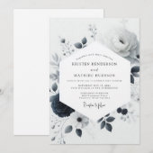 Invitation Fleurs de mariage à l'aquarelle au charbon de bois (Devant / Derrière)