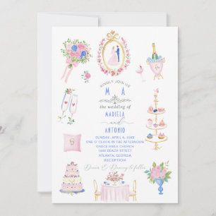 Invitation Fleurs de mariage à l'aquarelle baroque élégante v