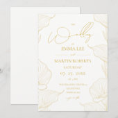 Invitation Fleurs de mariage à lignes délicates et douces  (Devant / Derrière)