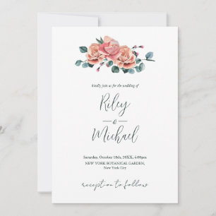 Invitation Fleurs de mariage anciennes Roses roses rustiques