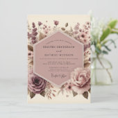 Invitation Fleurs de mariage au bois de prunier (Debout devant)
