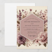 Invitation Fleurs de mariage au bois de prunier (Devant / Derrière)