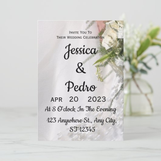 Invitation Fleurs de mariage blanches arrière - plan (Debout devant)