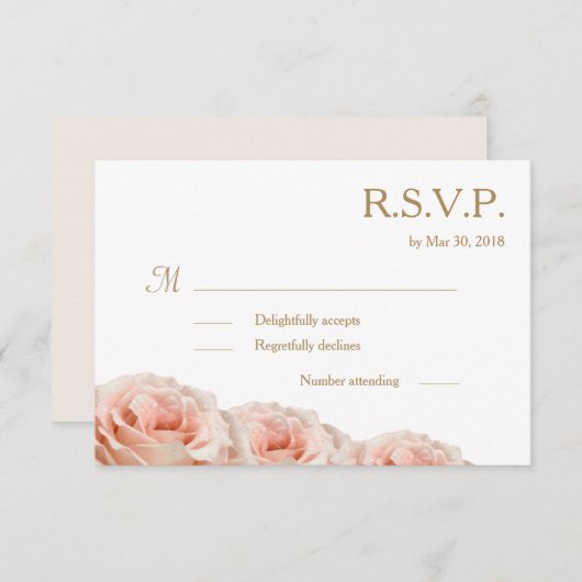 Invitation Fleurs de mariage blanches et roses de couleur ros (Devant / Derrière)