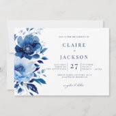 Invitation Fleurs de Mariage bleu (Devant)