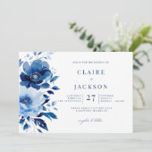 Invitation Fleurs de Mariage bleu (Debout devant)