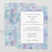 Invitation Fleurs de mariage bleu lavande blanc violet (Devant / Derrière)